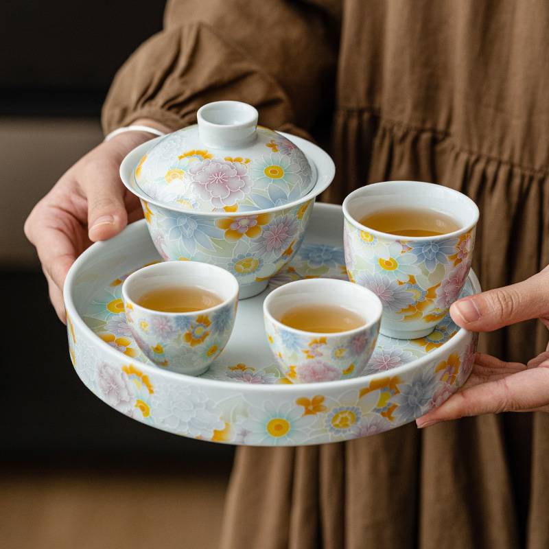 Đồ tráng men cổ, bát cốc đựng trà, bộ ấm trà, hộp quà tặng, quà tặng cho người lớn tuổi, tiệc sinh nhật của cha mẹ, tân gia