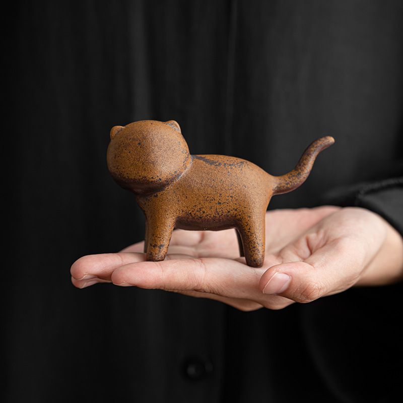 Đồ trang trí khay trà cóc vàng sáng tạo gốm dày tráng men nước sốt đồ chơi trà không pha mèo