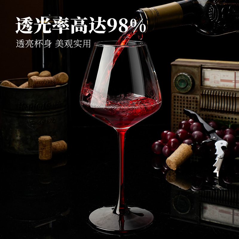 Bộ ly rượu vang đỏ Burgundy sang trọng nhẹ cao cấp, bộ đựng rượu xoay, ly rượu gia đình, bộ rượu, quà tặng