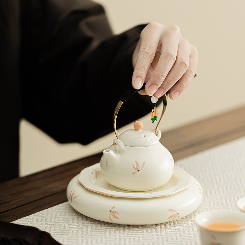 Chuông gió hoa lan vàng vàng Dingyao, ấm ren, đế cốc gốm, đế cốc, khay đựng cốc, khay trà trữ nước nhỏ, bàn trà