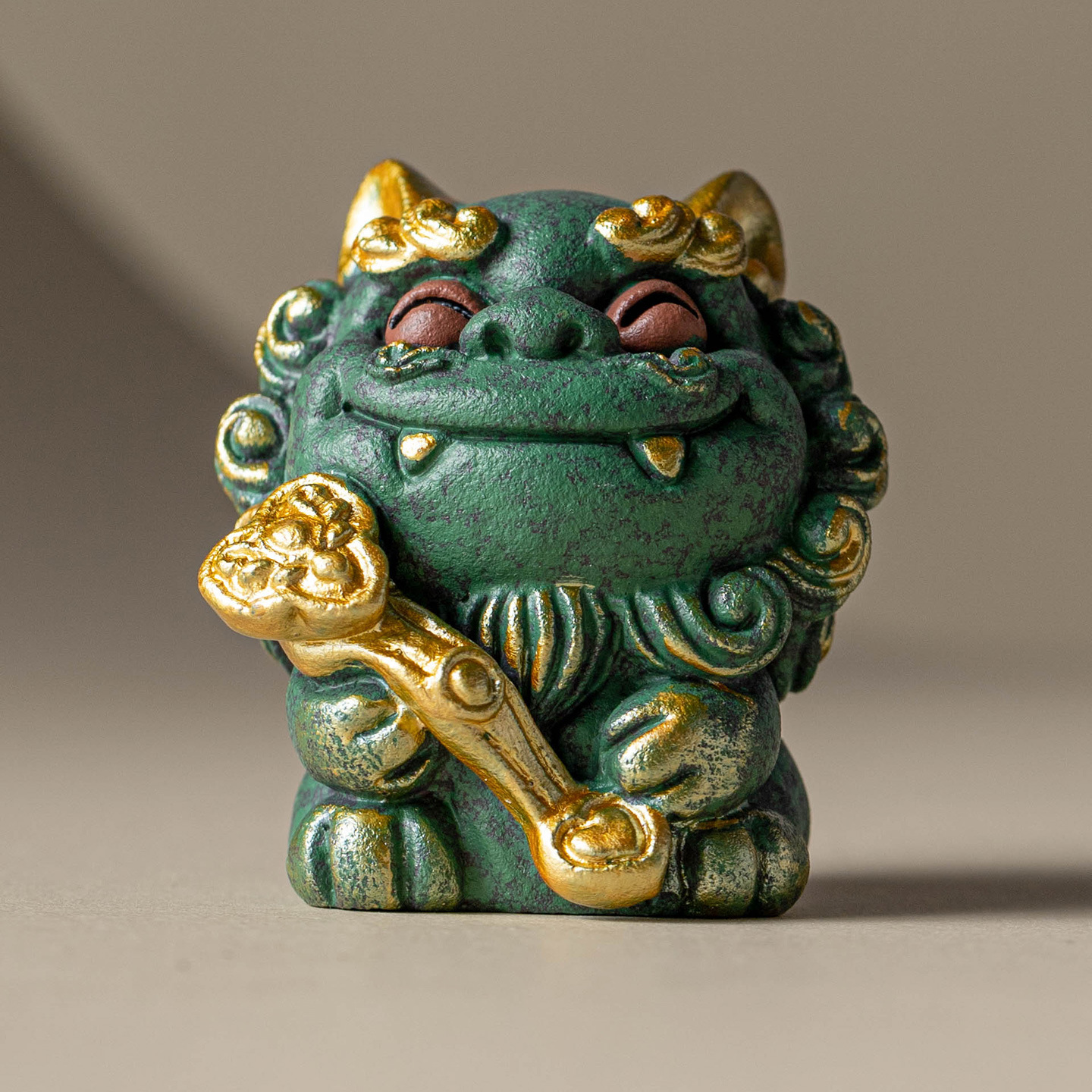 Đồ trang trí thủ công bằng đá sa thạch xanh sáng tạo hình sư tử Trung Quốc cao cấp, phụ kiện nhà cửa độc đáo, thiết kế tinh xảo