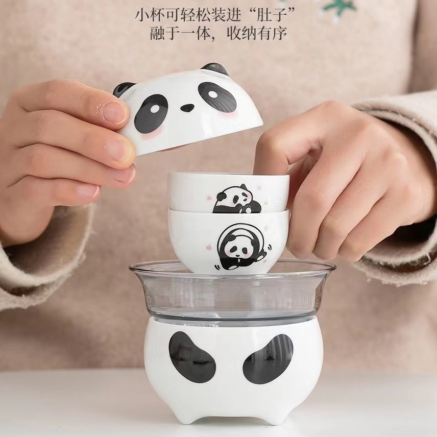 Bộ trà du lịch Gấu trúc, cốc nhanh di động, ấm trà di động cắm trại ngoài trời, đồ lưu niệm Thành Đô