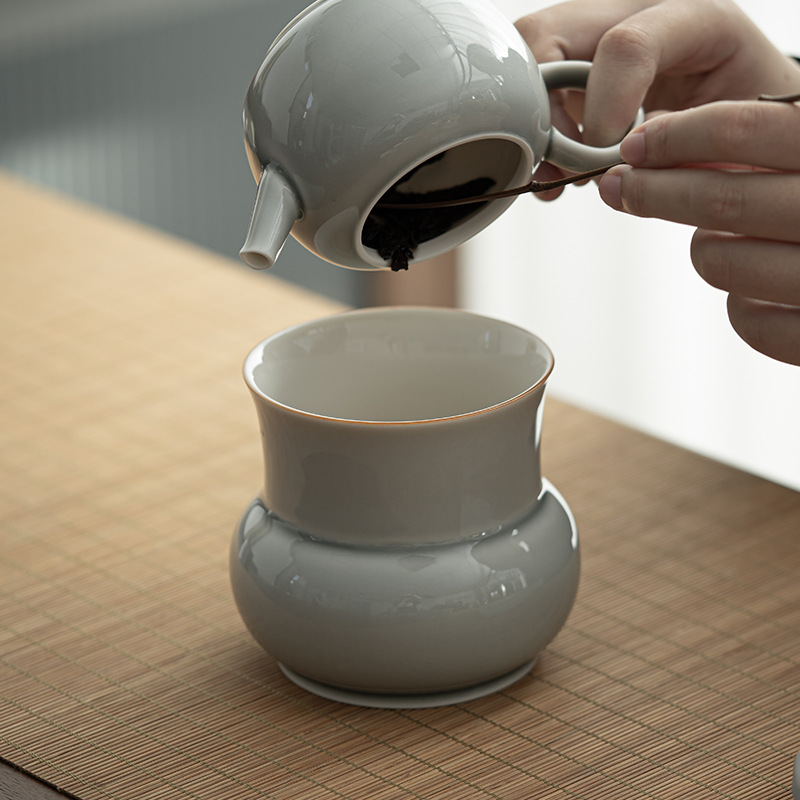 Đá Xám men có công suất Jianshui men bồ hóng Nhật Bản gia dụng phụ kiện trà đạo Kung Fu thùng nước Thùng trà xỉ Thùng trà Thùng trà