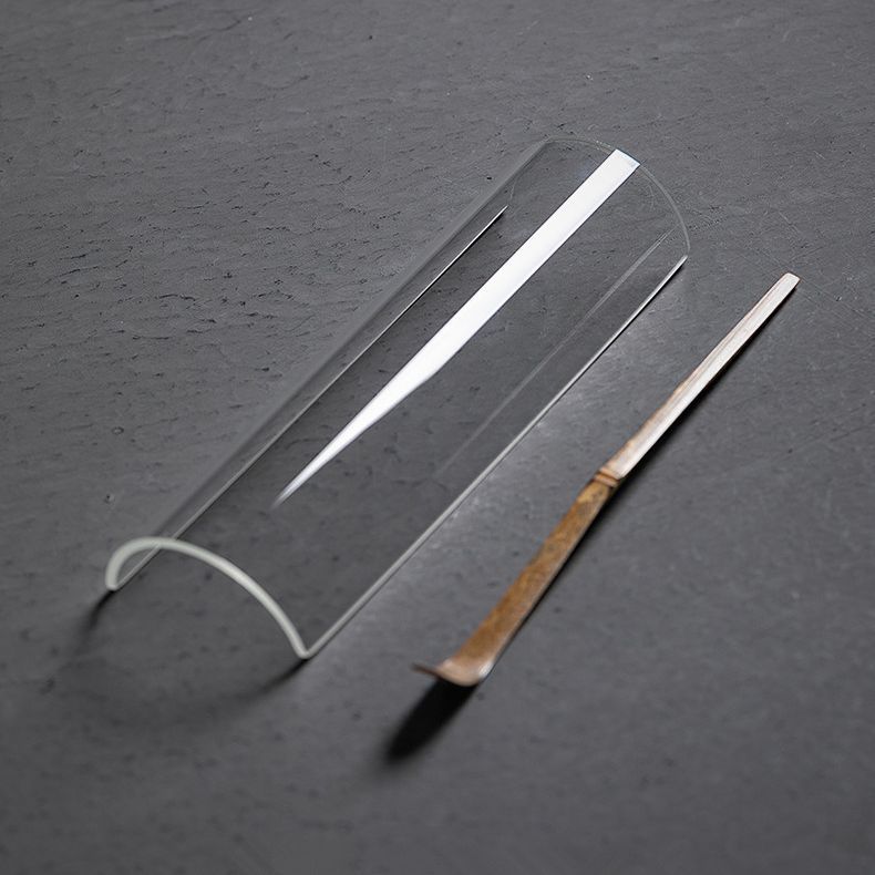 Nhà sản xuất bán buôn Cốc trà thủy tinh trong suốt muỗng trà Tre Bộ hai món để thưởng trà gia dụng Bộ trà Kungfu phụ kiện trà đạo