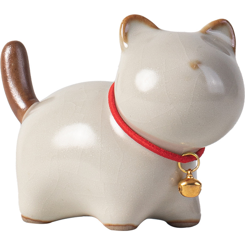 Đồ trang trí mèo con may mắn gốm sứ đáng yêu chó con thú cưng trà bể cá vi phong cảnh phụ kiện cảnh quan phòng học giá đỡ bút