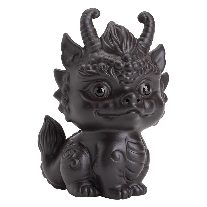 Đồ trang trí vật nuôi trà rồng cát tím có nắp đậy bàn trà để pha trà vật nuôi trà nhỏ phụ kiện trà đạo Kung Fu