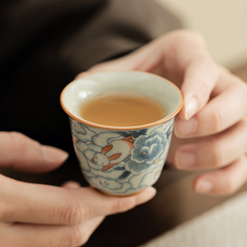Giả Song Ru Lò Xiangyunrui Thỏ Cốc chủ Cốc nếm trà Bộ trà gốm sứ có thể dùng trong gia đình Cốc nhỏ uống trà