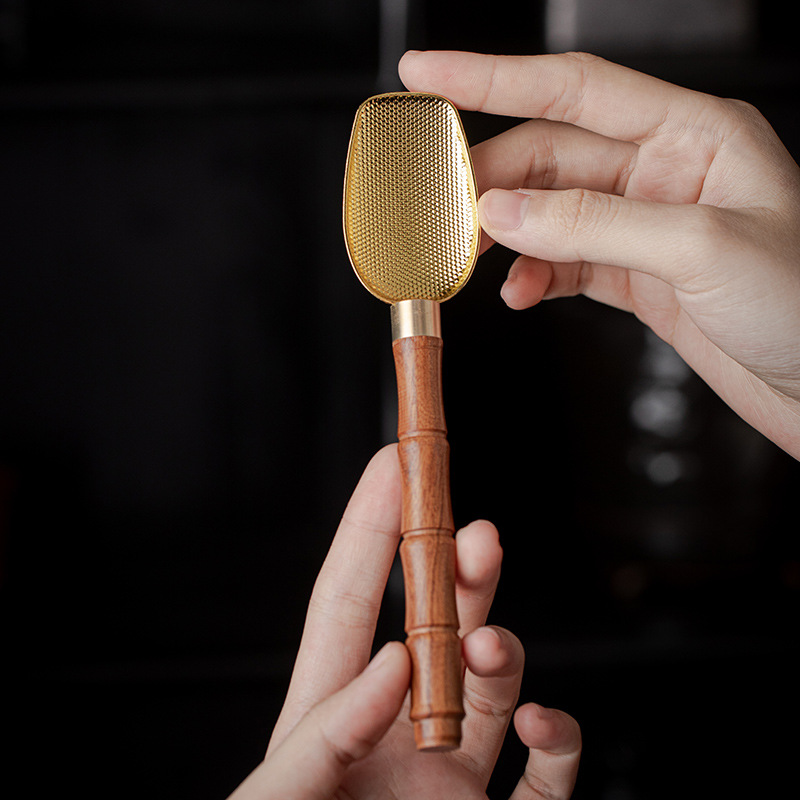 Muỗng cà phê cán dài bằng gỗ mun, muỗng trà Kung Fu, muỗng trà đơn, muỗng trà, phụ kiện trà