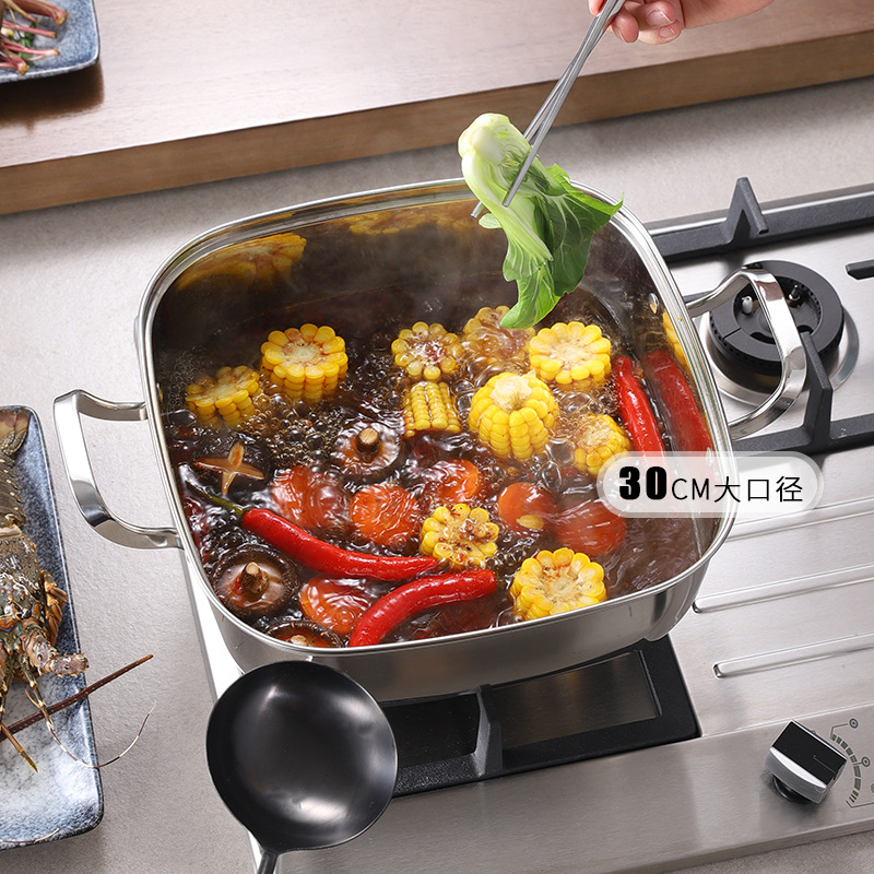 Nồi hấp vuông inox 304 mới dùng trong gia đình, khay hấp dày và nhiều lớp, hấp đa năng và nấu cơm