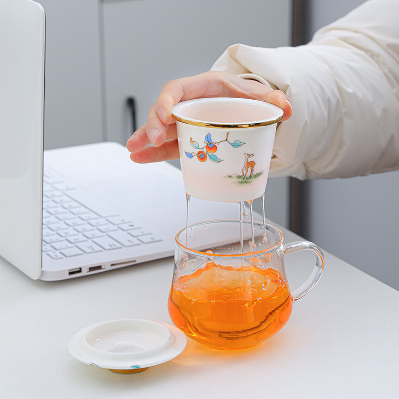 Bộ trà du lịch cốc trà thủy tinh cốc cá nhân gốm lọc lót trà tách nước cốc trà văn phòng cốc trà