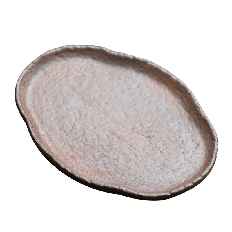 Khay trà gốm thô đất đá cũ khay xốp khô hình vuông khay trà bàn trà nhỏ gia dụng cổ điển ấm trà cầm tay bộ trà Kung Fu