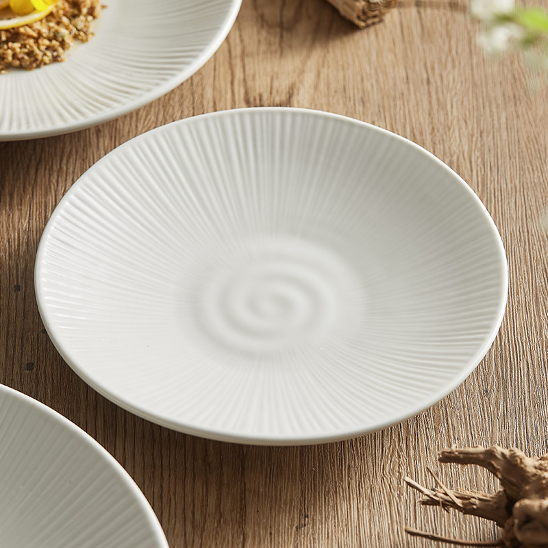 Đĩa gốm sọc, đĩa, bát đĩa, đĩa gia dụng, đĩa súp kiểu Nhật, đĩa sâu, đĩa salad, bộ đồ ăn cao cấp, 2023 mới