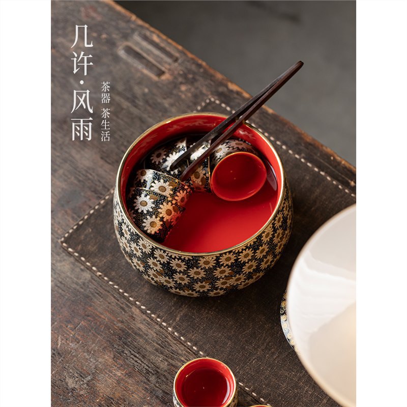 Rửa trà, rửa bút, làm thủ công cao cấp, thùng nước bằng vàng và bạc, phế liệu gia dụng, bộ trà lớn, bán buôn gốm sứ Jianshui