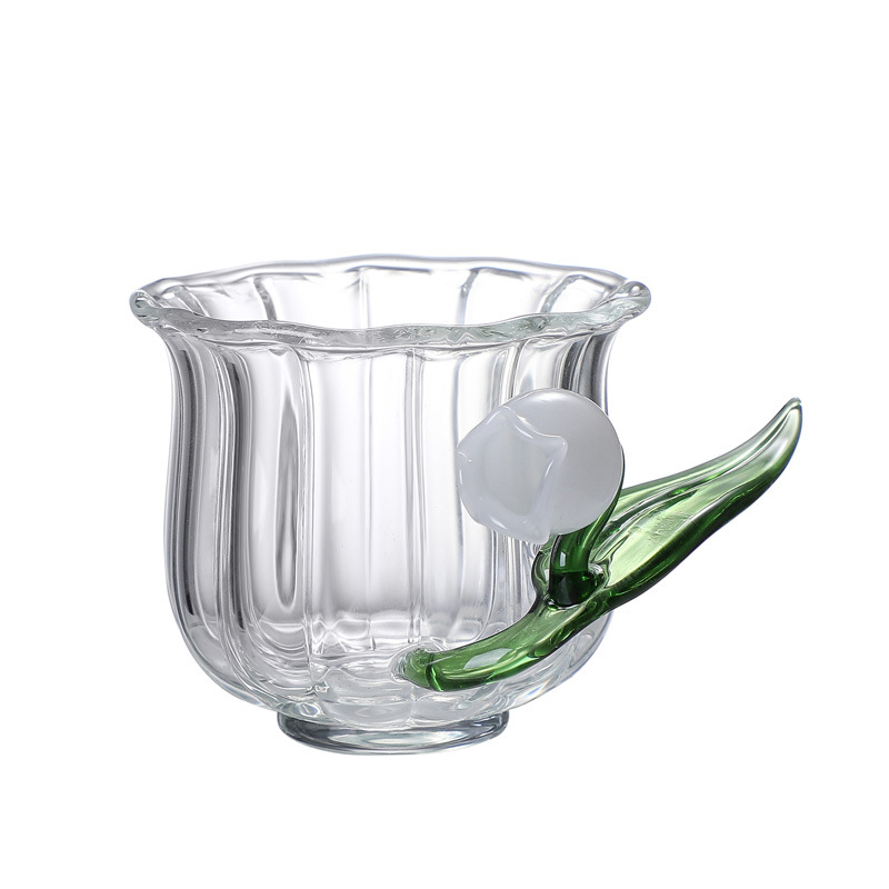 Cốc trà hoa mộc lan handmade kiểu Nhật cốc cà phê thủy tinh giá trị cao cốc nước thủy tinh borosilicate cốc trà mẫu nổi tiếng trên mạng