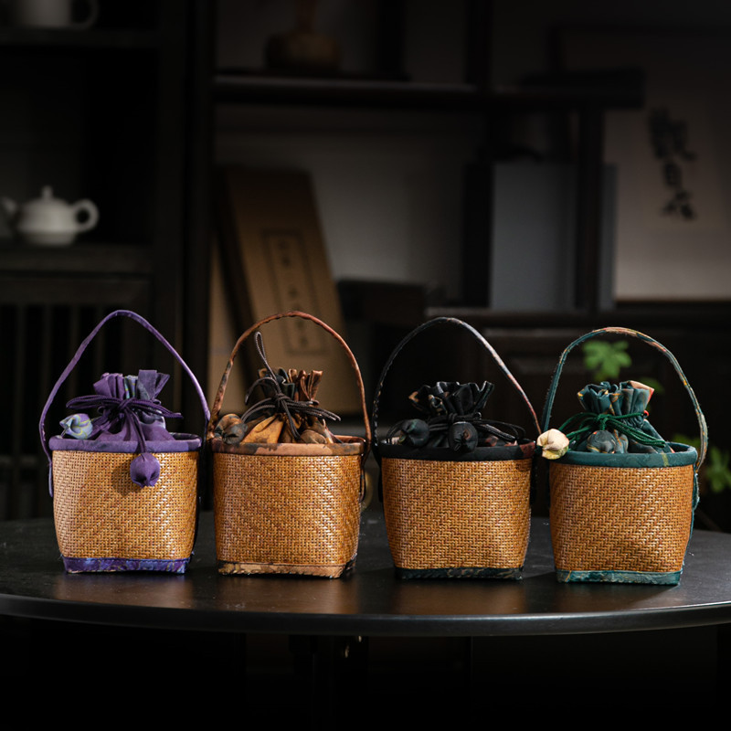 Túi đựng cốc của chủ nhân đan mây túi đựng cốc trà khách nhanh túi vải dày tiện dụng ngoài trời túi đựng trà túi đựng đồ chơi văn hóa