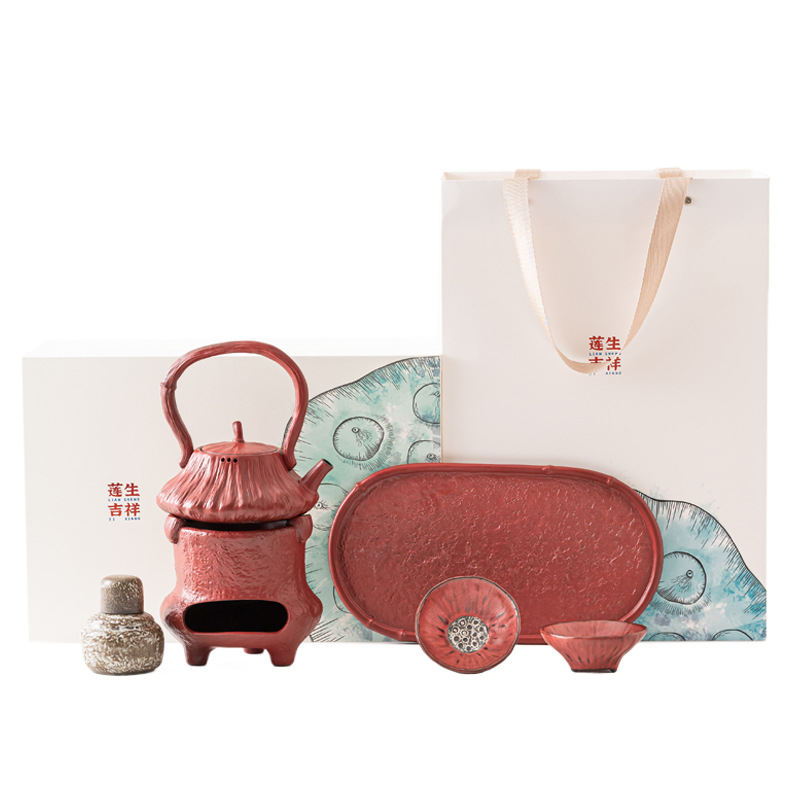 Bộ ấm trà pha trà trong lò, hộp quà, ấm trà pha trà tốt lành hạt sen, bộ ấm trà, bộ hoàn chỉnh, sáng tạo