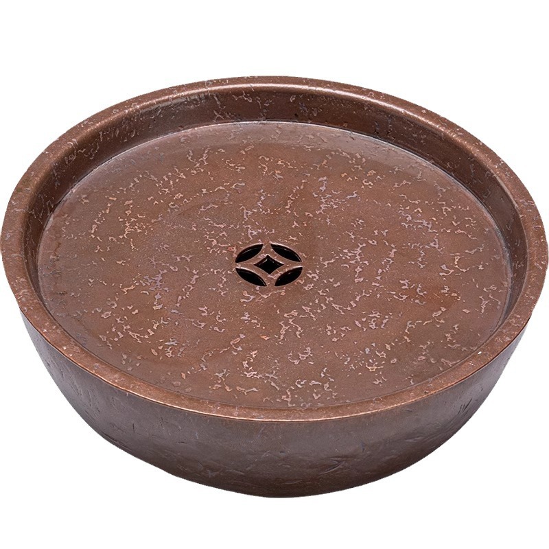 Khay tạo bọt khô đồng Kiến Thủy thủ công kiểu Nhật Bản lót chậu đựng nước rửa chén đựng nước Phụ Kiện Bộ trà Kung Fu gia dụng