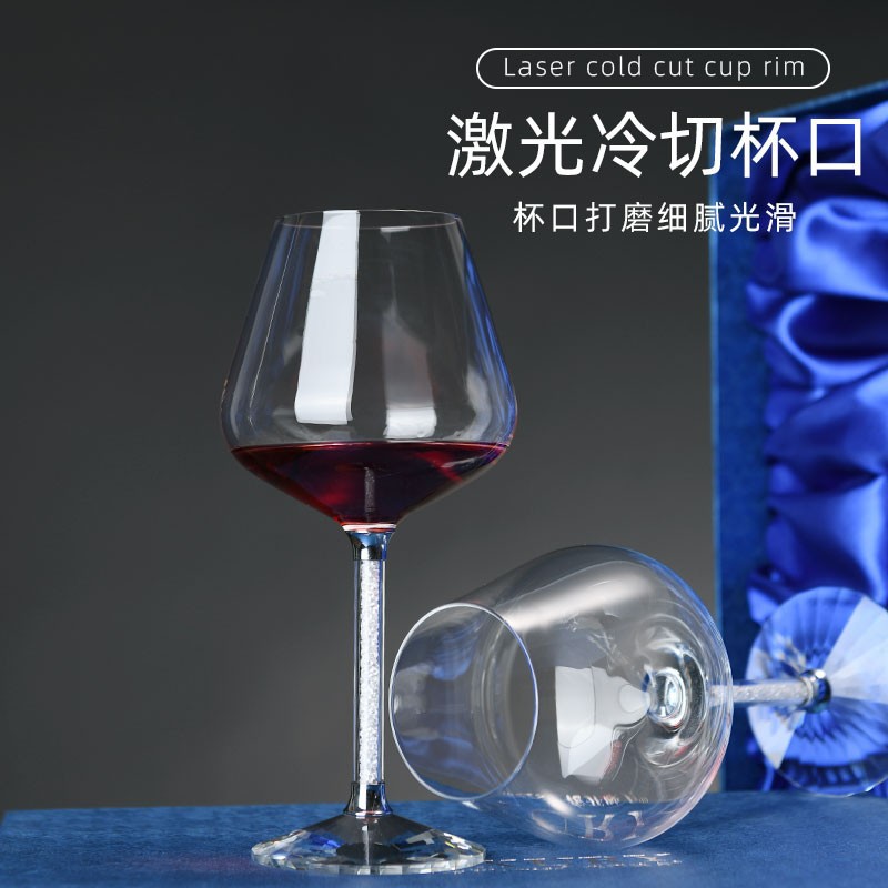 Nhà sản xuất Ly rượu vàng lá đỏ Ly rượu vang đỏ Burgundy Ly rượu vang lớn Ly rượu vang pha lê Bộ dụng cụ rượu gia đình