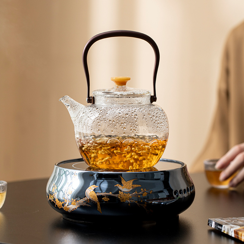 Ấm trà thủy tinh Yayun ấm trà có thể pha trà, bếp gốm điện chịu nhiệt, ấm trà, dụng cụ pha trà hấp nước, dụng cụ pha trà