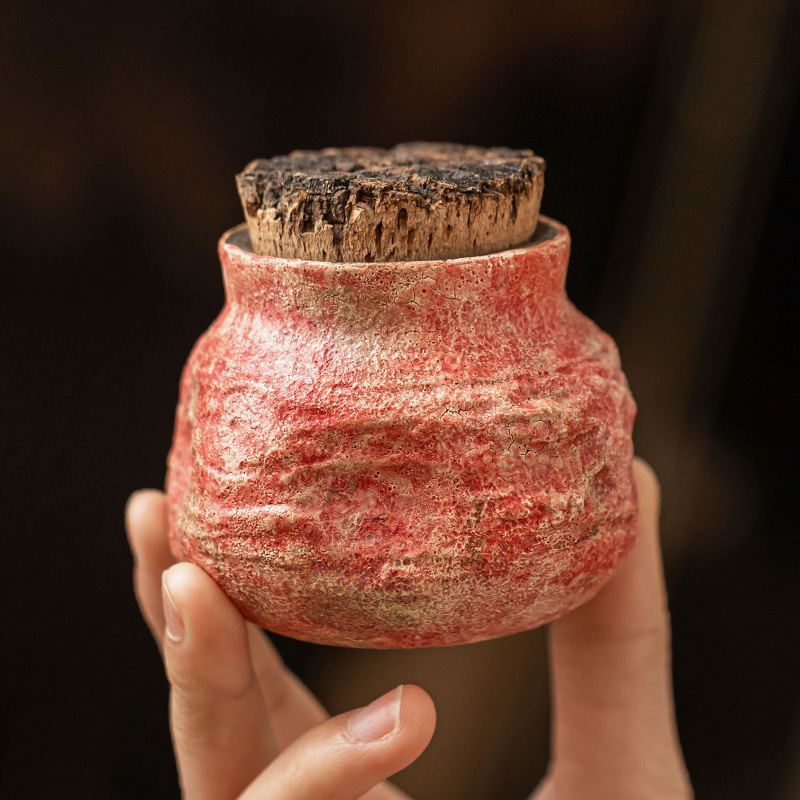 Bình đựng trà gốm sơn mỏ, bình đựng trà chống ẩm, bình đựng trà gia dụng cao cấp, bình trà cầm tay đơn