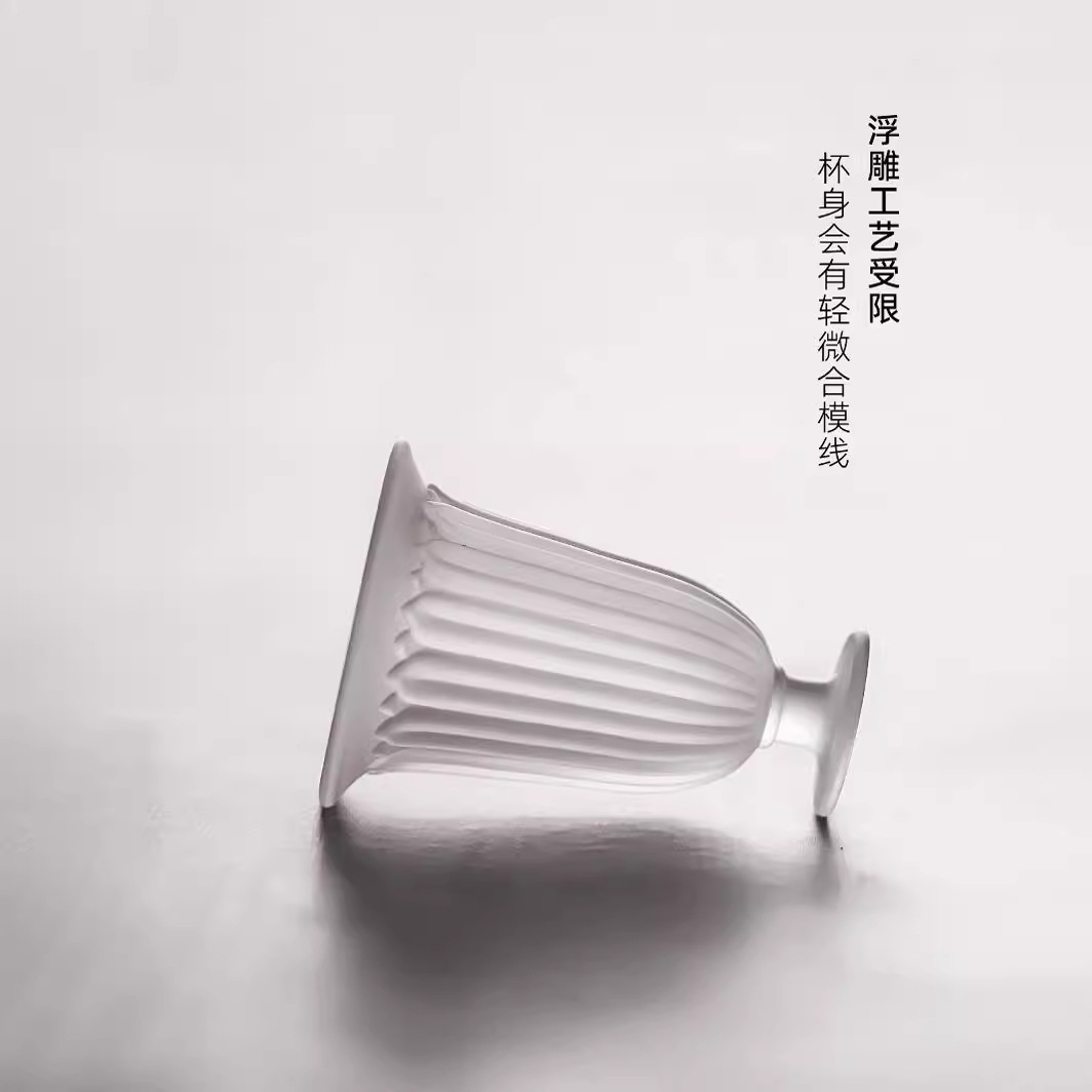 Cốc cao chân mờ thủy tinh giả Tống, cốc hoa Baoxiang, cốc nếm Rượu mận cao chân cao sang trọng nhẹ kiểu Trung Quốc, cốc trà