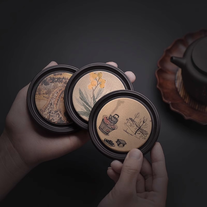 Phụ kiện trà đạo Kung Fu đệm cách nhiệt bộ khay trà bộ đệm cốc thấm nước gỗ điện lưu trữ khay đựng cốc trà bán buôn gia dụng