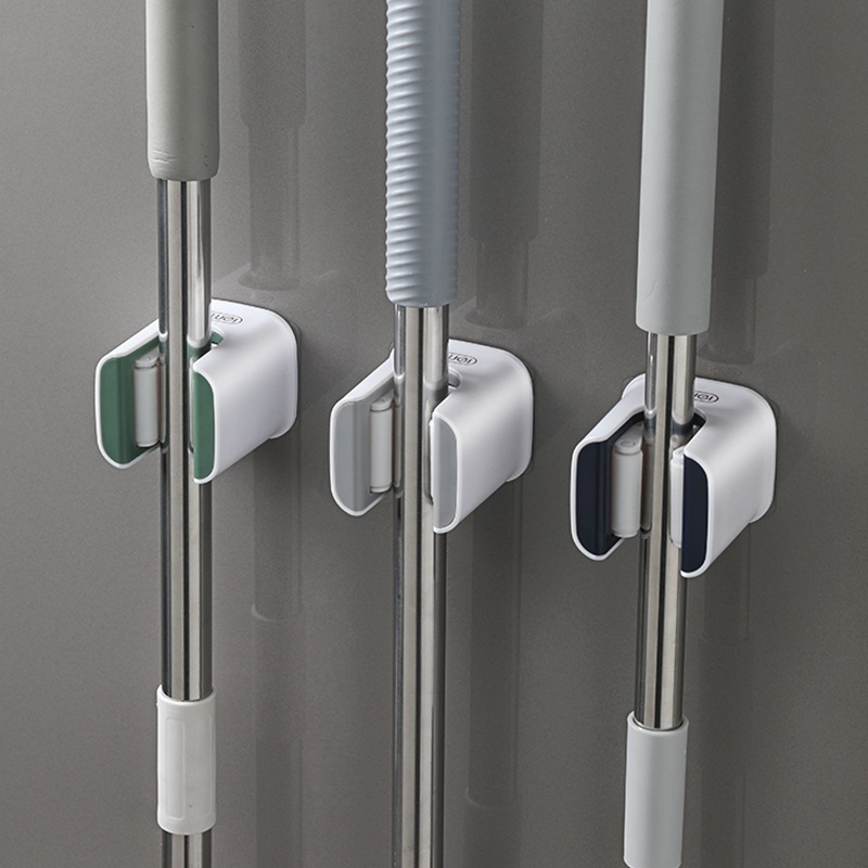 Móc treo cây lau nhà không đục lỗ treo tường nhà vệ sinh kẹp chổi mạnh dụng cụ thần thánh giá treo cây lau nhà Giá đựng khóa cố định