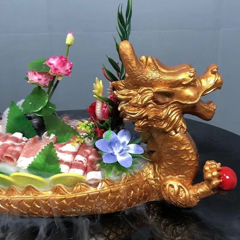 Thuyền rồng Thuyền Nhà hàng Lẩu Cực lớn Đặc biệt Đá khô Quan niệm nghệ thuật Thịt bò Hình dạng đĩa đặc biệt Bộ đồ ăn sáng tạo bằng nhựa thương mại