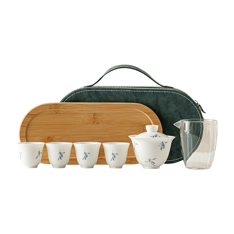 Bộ trà công phu du lịch hồ điệp sáng tạo cốc khách nhanh cầm tay gốm sứ bát pha trà ngoài trời cốc trà có khay trà