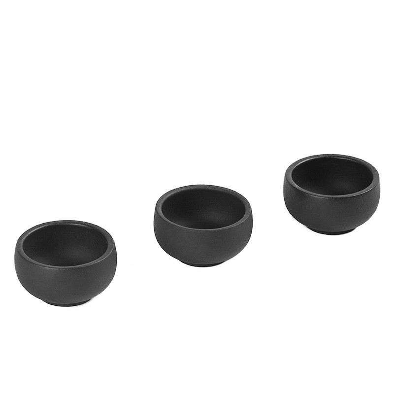 Bộ ấm chén trà gốm sứ đá núi lửa Đài Loan, màu đen trắng, kiểu chén nón, chén cá nhân, chén chủ, bộ trà kung fu đất sét