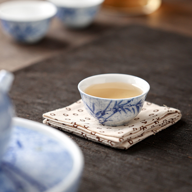 Bộ ấm chén trà sứ trắng xanh kiểu Kung Fu, chén sứ thủ công, chén đơn, chén trà nhỏ dùng trong nhà, phục vụ khách