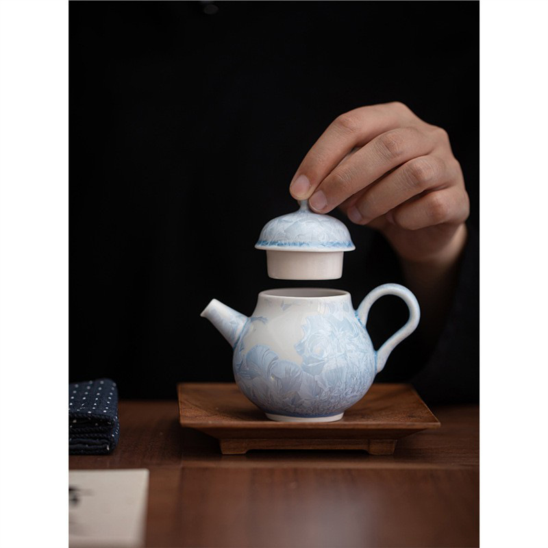 Kính pha lê Giá trị cao Ấm trà hoa băng màu xanh Bộ trà Kung Fu Lò nung gia dụng Máy pha trà công suất nhỏ Bán buôn