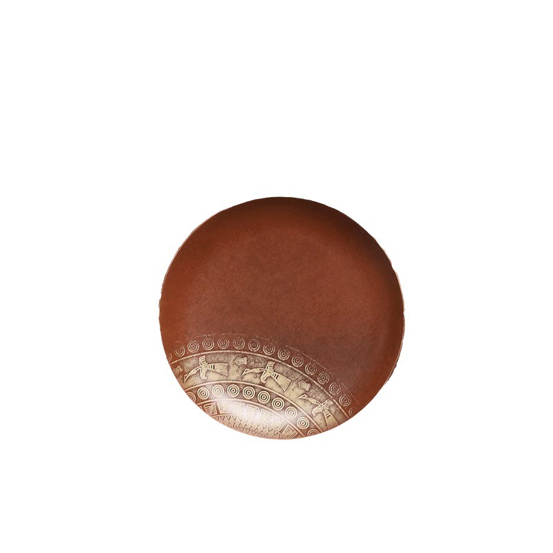 Lót cốc tròn nung màu đồng Da'antang, khay đựng trà, khay đựng cốc, Bộ trà hình vuông bằng đồng đỏ, đệm cách nhiệt trà đạo