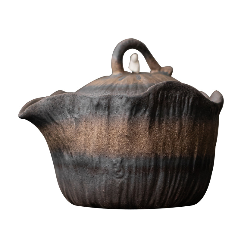 Bán buôn ấm cầm tay bằng gốm thô mạ Vàng Bộ trà Kung Fu gốm thủ công thuần túy cổ điển Nhật Bản có bộ lọc pha trà