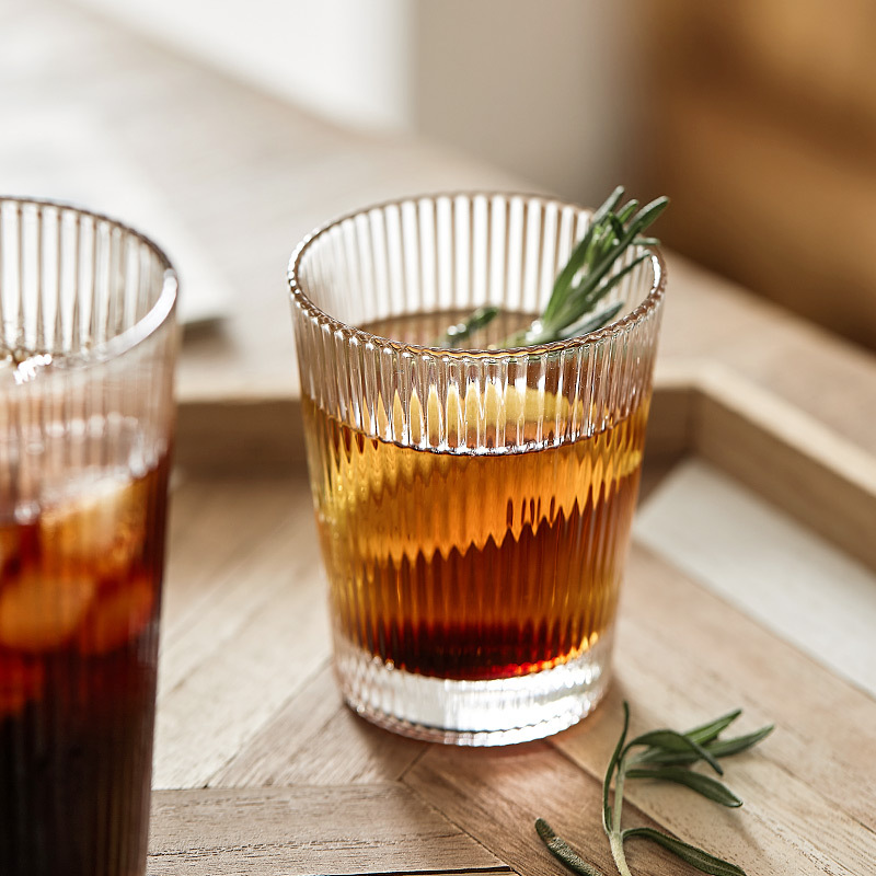 Cốc thủy tinh nổi tiếng trên mạng Cốc nước trái cây phong cách ins Cốc sữa Họa Tiết Dọc sáng tạo Cốc cà phê Cốc nước trong suốt gia dụng Cốc trà