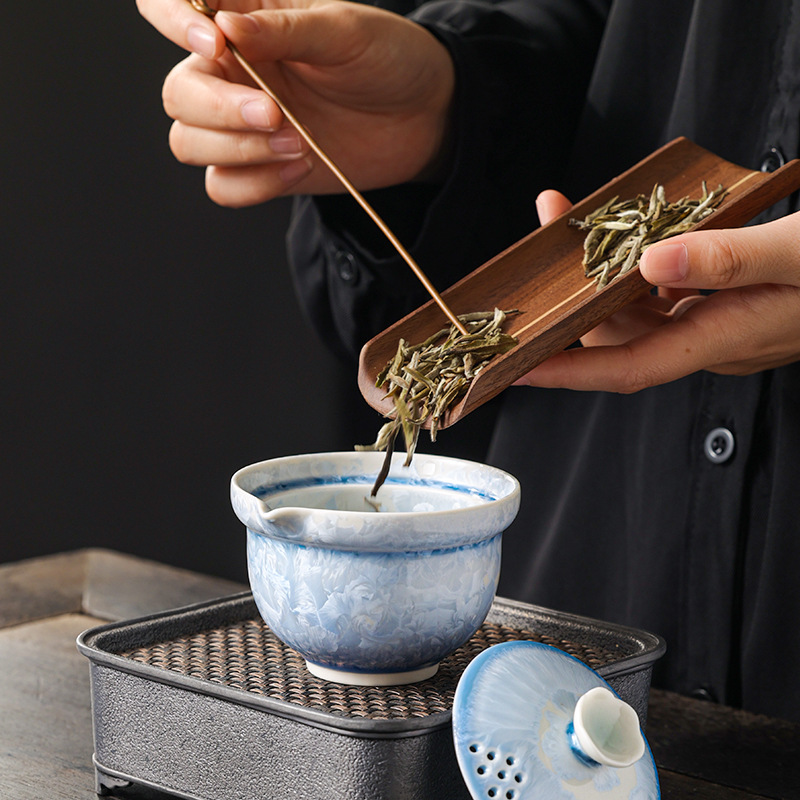 Bát nắp tráng men pha lê biến đổi gốm sứ cốc trà cốc trà đơn cao cấp ấm cầm tay bát trà gia dụng kiểu Trung Quốc