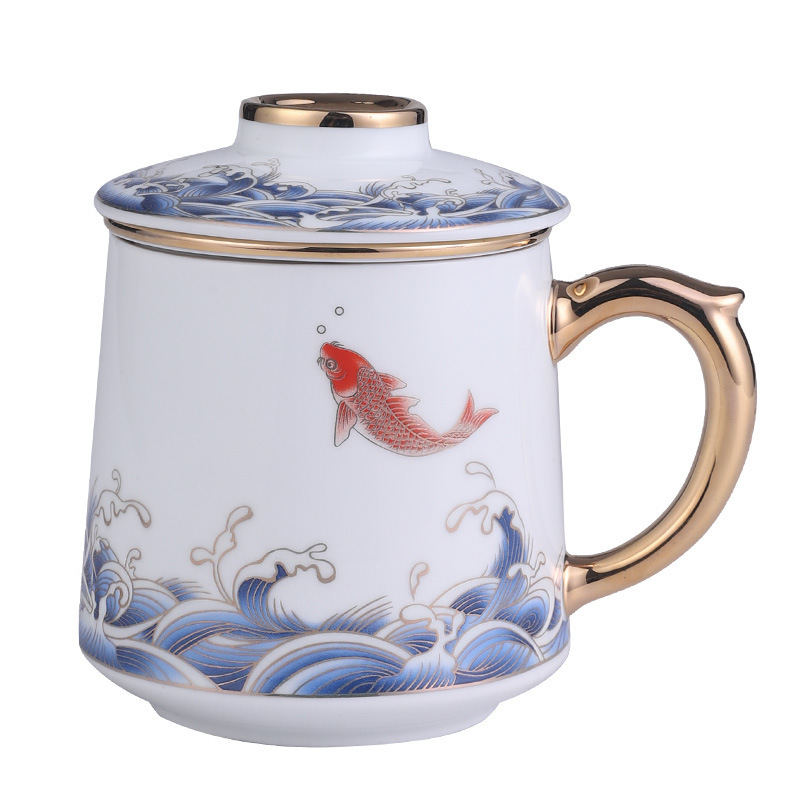 Cốc cốc dung tích lớn có nắp lọc gốm bên trong cốc pha trà cốc tách trà văn phòng hộp quà bán buôn