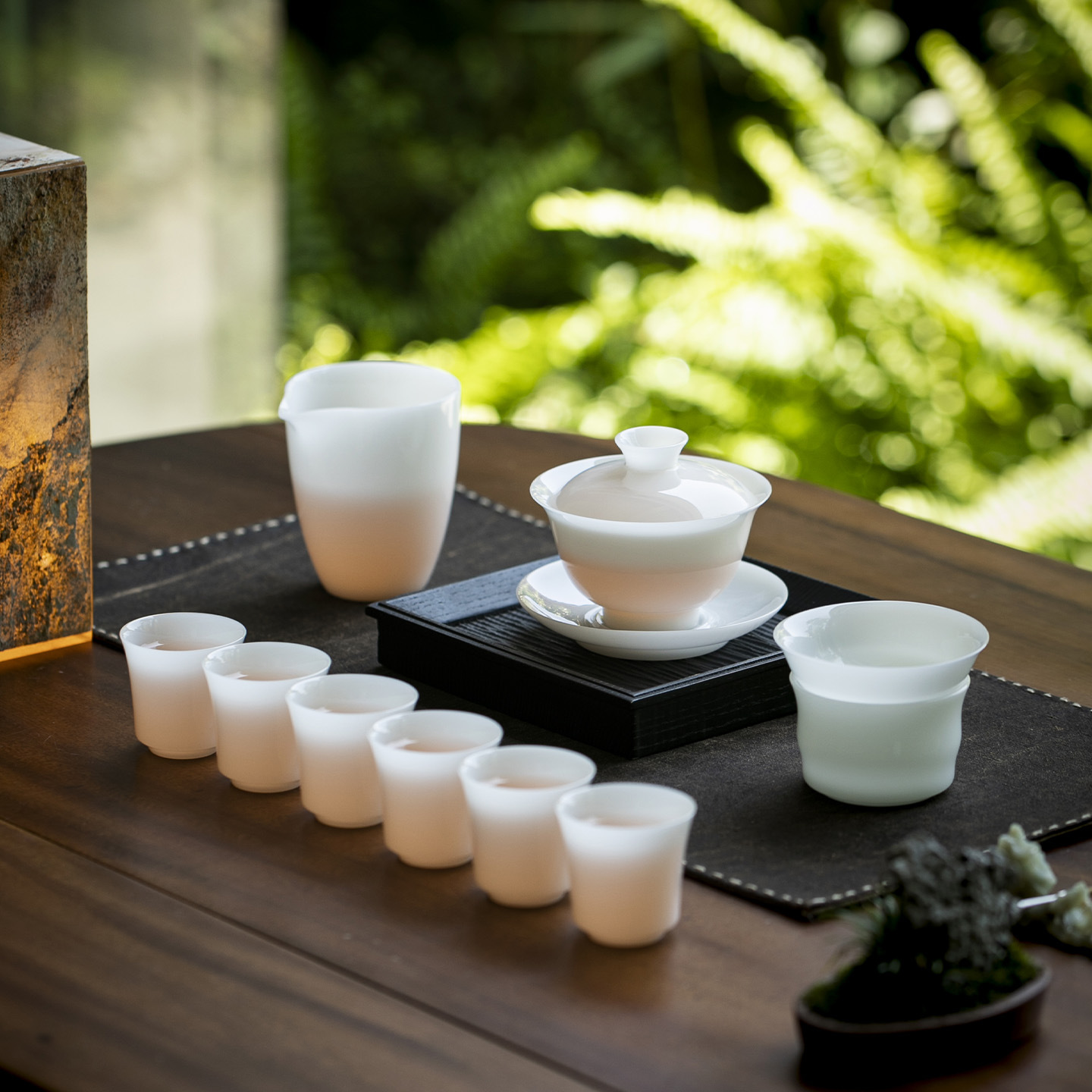 Bộ trà cốc làm đẹp bằng sứ ngọc trắng Bộ trà sứ trắng Đức Hoa Bộ trà Kung Fu Lễ hội hàng năm Quà tặng doanh nghiệp