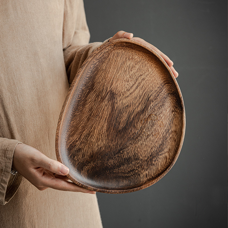 Khay trà Gỗ Óc Chó đen cực chay khay đựng trà loại nhỏ bằng gỗ nguyên bản hình chữ nhật kiểu Nhật gia dụng