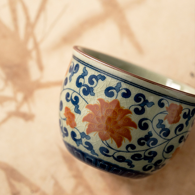 Cốc trà lát Gốm Sứ Đỏ tráng men gốm sứ cao cấp gia dụng cao cấp cốc trà Bát Xanh cốc đơn