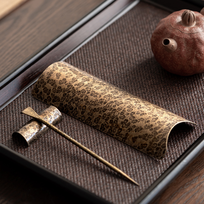 Phong cách Nhật Bản thủ công bằng Búa đồng cổ điển trà cổ điển trà sen xẻng Trà Kim Trà muỗng cà phê Bộ Ba miếng