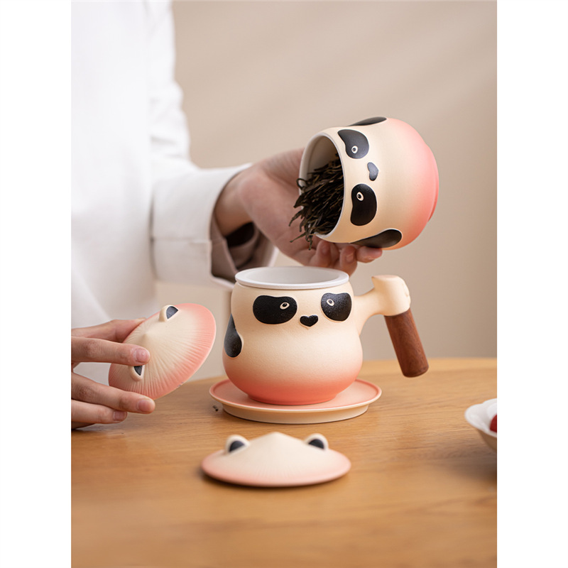 Panda cặp đôi tách trà cà phê tách trà cá nhân sáng tạo tách trà cốc gốm sứ có nắp văn phòng bán buôn