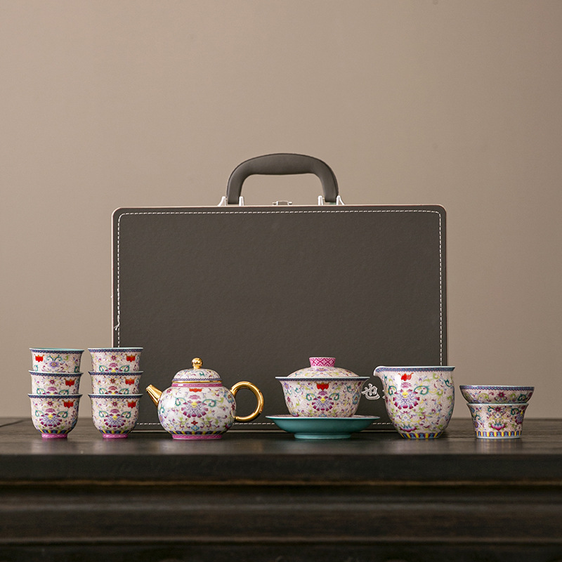 Bộ ấm trà men hoa nở thịnh vượng 2024 Quà tặng văn hóa và sáng tạo mới dành cho người lớn tuổi và nhà lãnh đạo Quà tặng sinh nhật thiết thực