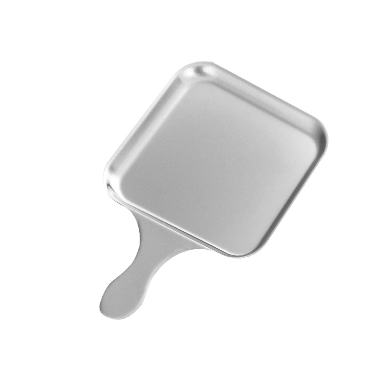 Đĩa vuông Inox 304 có tay cầm đựng bít tết - gà rán - topping lẩu, decor cho nhà hàng PBCP33V