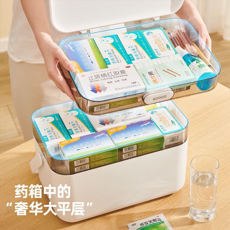 Hộp đựng thuốc gia dụng cỡ lớn, hộp đựng thuốc gia đình dung tích lớn, hộp đựng thuốc phân loại nhiều lớp, hộp đựng thuốc cực lớn