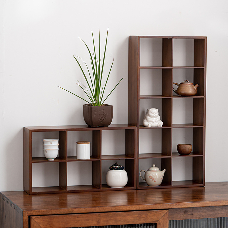 Giá Để Bàn Kiểu Trung Quốc nhỏ Bogu giá để bàn bằng tre Duobaoge bình đất màu tím kệ đặt Bộ trà đồ trang trí giá để ấm trà