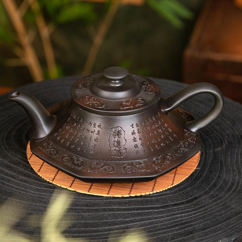 Ấm trà gốm tím Vân Nam Jianshui hoàn toàn thủ công nâng ly chúc rượu, ấm trà cát tím, bộ ấm trà kung fu gia dụng