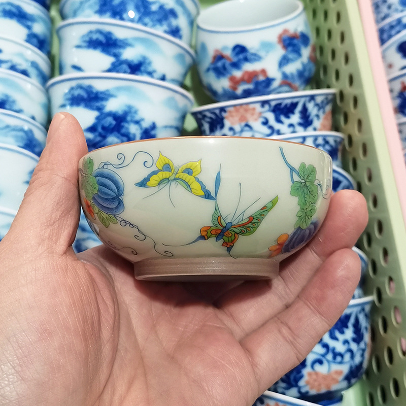 Pastel Pu'er cốc Cảnh Đức Trấn gốm Kung Fu bộ trà cốc đơn chủ cốc trà cốc trà cá nhân bát trà