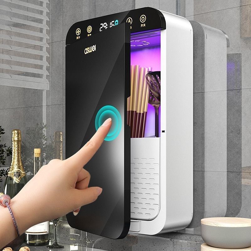 Máy khử trùng đũa thông minh UV gia dụng không khí khô chống bụi Treo Tường Hộp đựng đồ ăn ống đũa mẫu mới