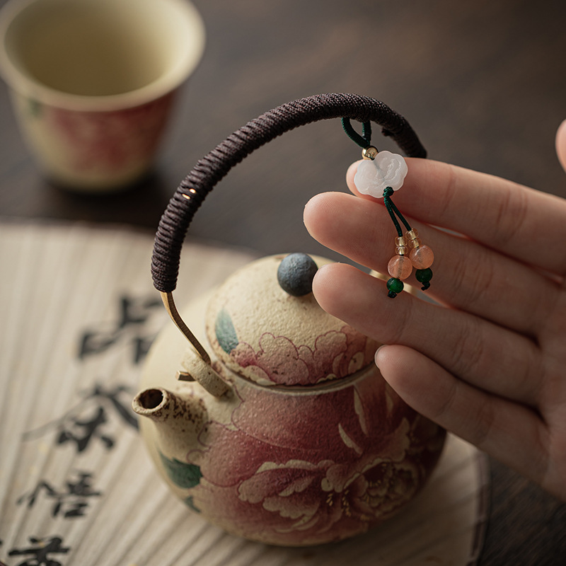 Ấm trà gốm sứ đỏ đá lửa xanh trắng ấm trà gia dụng ấm trà gia dụng ấm trà đơn lọc ấm trà lớn hộp quà